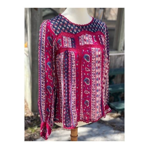 Anthro Maeve Gretchen Boho Tunic Balloon Sleeve - Picture 2 of 12